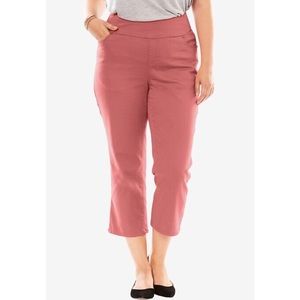 Woman Within pull-on denim capris strawberry rose